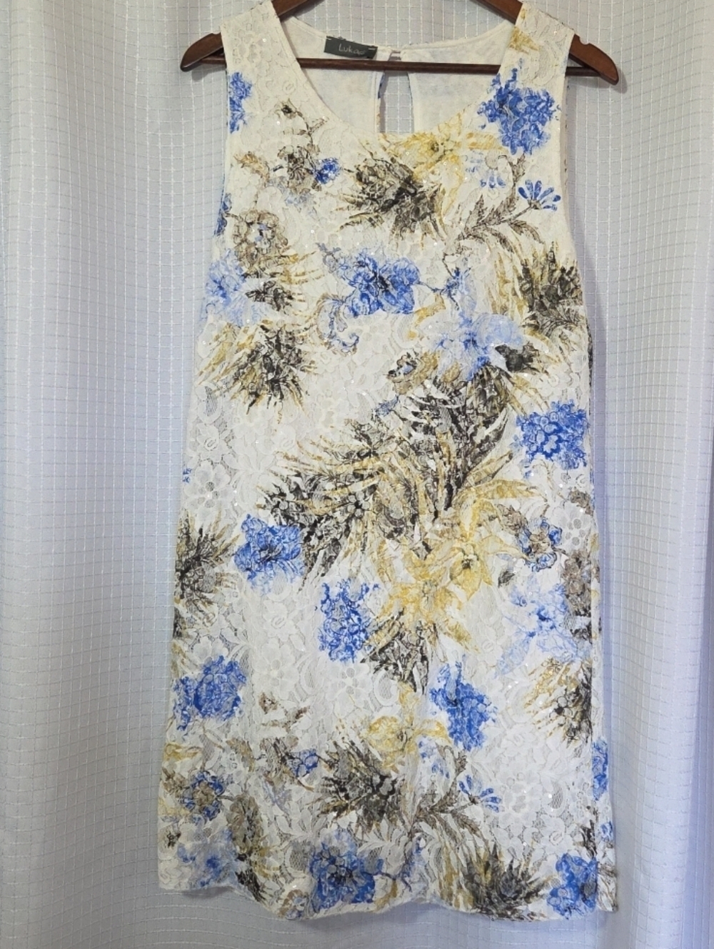 Lukars Printed Lace Floral Sleeveless Shift Dress Lined Size Small MADE IN ITALY - Picture 3 of 10